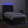 Boxspringbett mit Matratze & LED Schwarz 90x200 cm Stoff