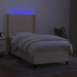 Boxspringbett mit Matratze & LED Creme 100x200 cm Stoff