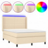 Boxspringbett mit Matratze & LED Creme 140x190 cm Stoff