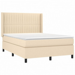 Boxspringbett mit Matratze & LED Creme 140x190 cm Stoff