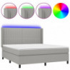 Boxspringbett mit Matratze & LED Hellgrau 160x200 cm Stoff