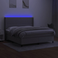 Boxspringbett mit Matratze & LED Hellgrau 160x200 cm Stoff