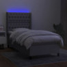 Boxspringbett mit Matratze & LED Hellgrau 90x190 cm Stoff