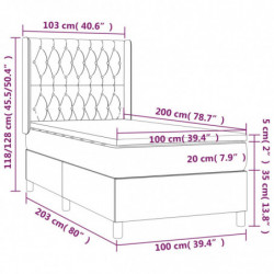 Boxspringbett mit Matratze & LED Hellgrau 100x200 cm Stoff