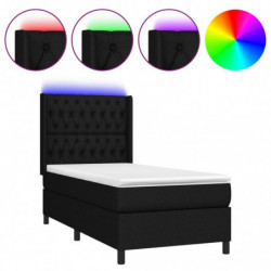 Boxspringbett mit Matratze & LED Schwarz 100x200 cm Stoff