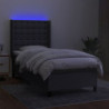 Boxspringbett mit Matratze & LED Dunkelgrau 90x200 cm Stoff