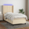 Boxspringbett mit Matratze & LED Creme 90x200 cm Stoff