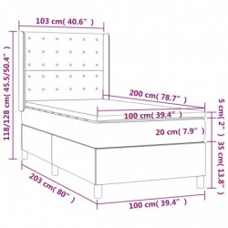 Boxspringbett mit Matratze & LED Creme 100x200 cm Stoff