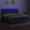Boxspringbett mit Matratze & LED Dunkelgrau 200x200 cm Stoff