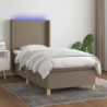 Boxspringbett mit Matratze & LED Taupe 80x200 cm Stoff