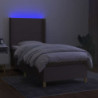 Boxspringbett mit Matratze & LED Taupe 80x200 cm Stoff