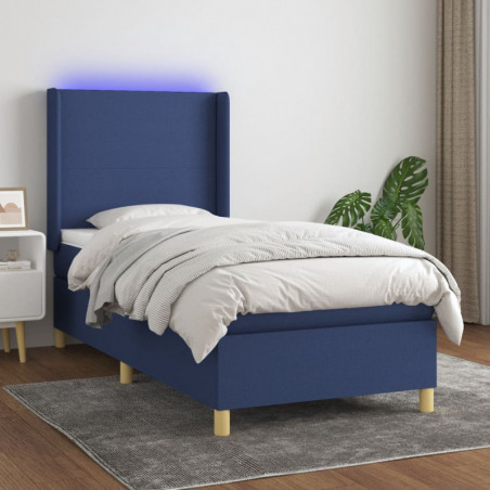 Boxspringbett mit Matratze & LED Blau 80x200 cm Stoff