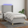 Boxspringbett mit Matratze & LED Hellgrau 90x190 cm Stoff