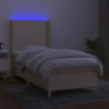 Boxspringbett mit Matratze & LED Creme 90x190 cm Stoff