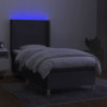 Boxspringbett mit Matratze & LED Dunkelgrau 100x200 cm Stoff