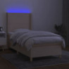 Boxspringbett mit Matratze & LED Creme 100x200 cm Stoff