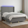 Boxspringbett mit Matratze & LED Dunkelgrau 140x190 cm Stoff