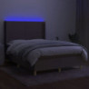 Boxspringbett mit Matratze & LED Taupe 140x200 cm Stoff