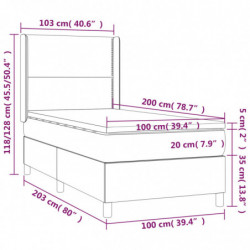 Boxspringbett mit Matratze & LED Hellgrau 100x200 cm Stoff