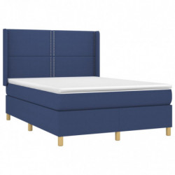 Boxspringbett mit Matratze & LED Blau 140x190 cm Stoff