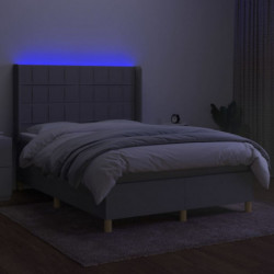 Boxspringbett mit Matratze & LED Hellgrau 140x200 cm Stoff