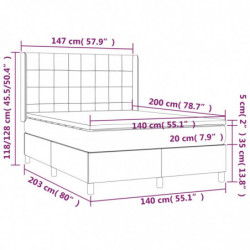 Boxspringbett mit Matratze & LED Dunkelgrau 140x200 cm Stoff