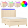 Boxspringbett mit Matratze & LED Creme 140x200 cm Stoff