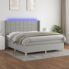 Boxspringbett mit Matratze & LED Hellgrau 180x200 cm Stoff