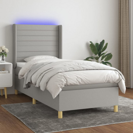 Boxspringbett mit Matratze & LED Hellgrau 80x200 cm Stoff