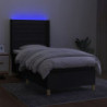 Boxspringbett mit Matratze & LED Schwarz 80x200 cm Stoff