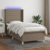 Boxspringbett mit Matratze & LED Taupe 80x200 cm Stoff