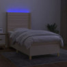 Boxspringbett mit Matratze & LED Creme 100x200 cm Stoff