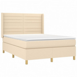 Boxspringbett mit Matratze & LED Creme 140x190 cm Stoff