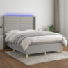 Boxspringbett mit Matratze & LED Hellgrau 140x200 cm Stoff