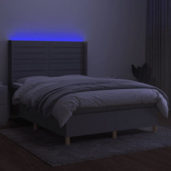 Boxspringbett mit Matratze & LED Hellgrau 140x200 cm Stoff