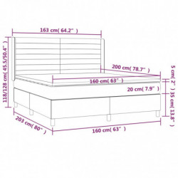 Boxspringbett mit Matratze & LED Dunkelgrau 160x200 cm Stoff