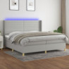 Boxspringbett mit Matratze & LED Hellgrau 200x200 cm Stoff