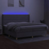 Boxspringbett mit Matratze & LED Hellgrau 200x200 cm Stoff