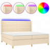 Boxspringbett mit Matratze & LED Creme 200x200 cm Stoff