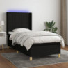 Boxspringbett mit Matratze & LED Schwarz 80x200 cm Stoff