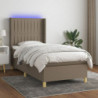 Boxspringbett mit Matratze & LED Taupe 80x200 cm Stoff