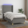 Boxspringbett mit Matratze & LED Dunkelgrau 90x190 cm Stoff