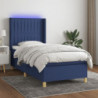 Boxspringbett mit Matratze & LED Blau 90x200 cm Stoff