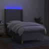 Boxspringbett mit Matratze & LED Hellgrau 100x200 cm Stoff