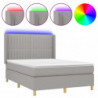 Boxspringbett mit Matratze & LED Hellgrau 140x190 cm Stoff