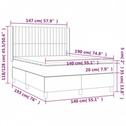 Boxspringbett mit Matratze & LED Dunkelgrau 140x190 cm Stoff