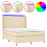 Boxspringbett mit Matratze & LED Creme 140x190 cm Stoff