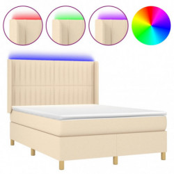 Boxspringbett mit Matratze & LED Creme 140x200 cm Stoff