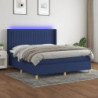 Boxspringbett mit Matratze & LED Blau 160x200 cm Stoff