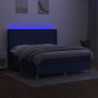 Boxspringbett mit Matratze & LED Blau 160x200 cm Stoff